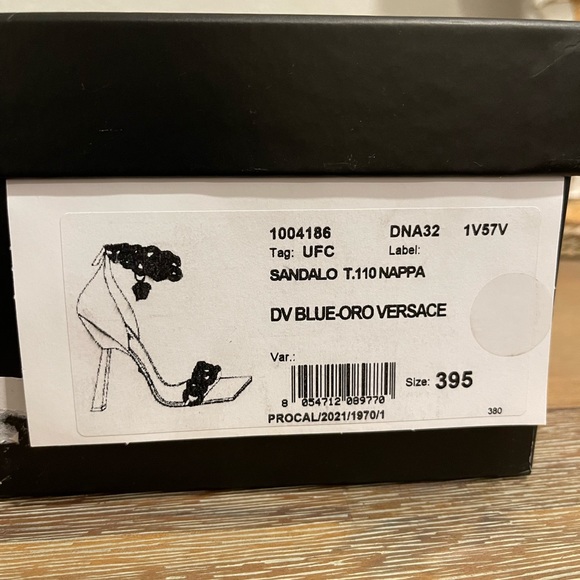 VERSACE Blue Leather MEDUSA CHARM High Heel Chunky CHAIN SANDALS - Picture 8 of 9